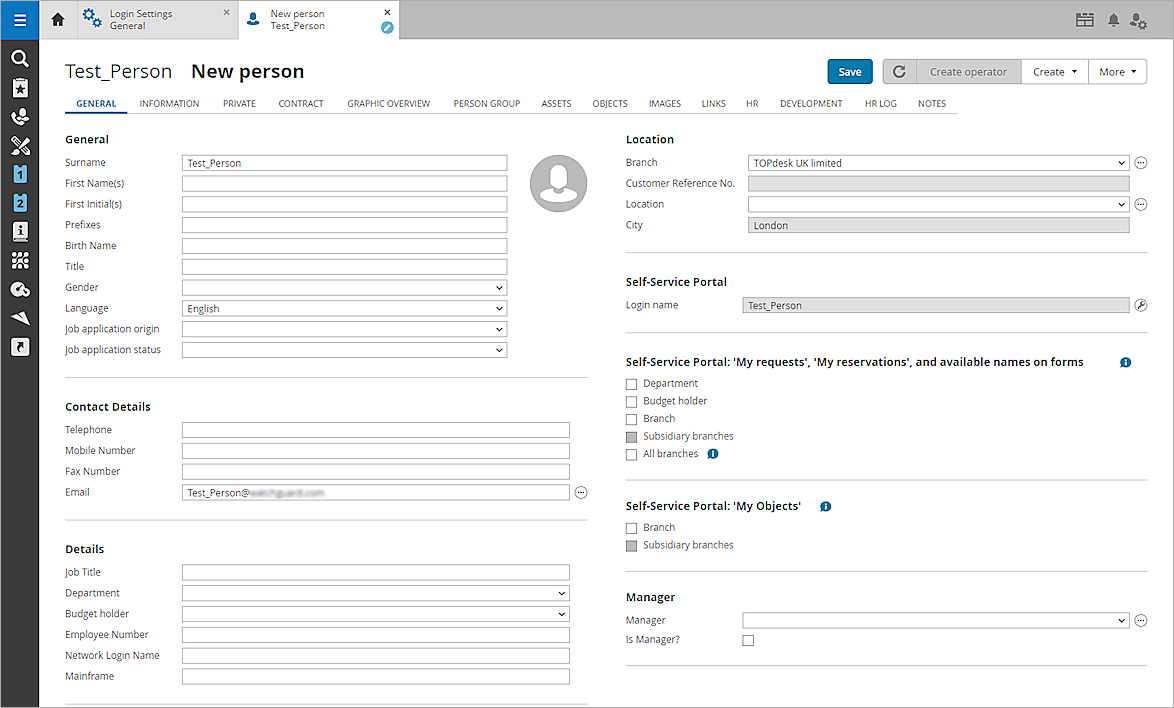 Screenshot of TOPdesk user add details